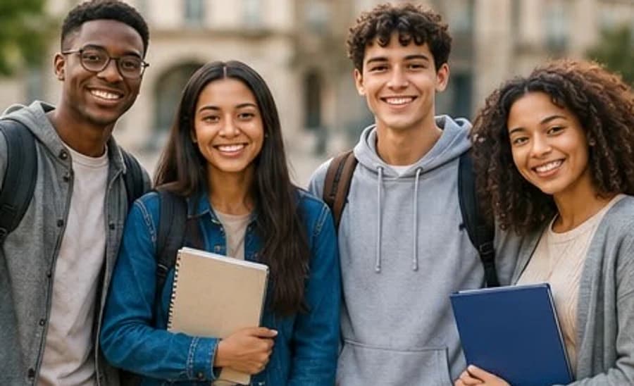 Un groupe de jeunes étudiants souriants